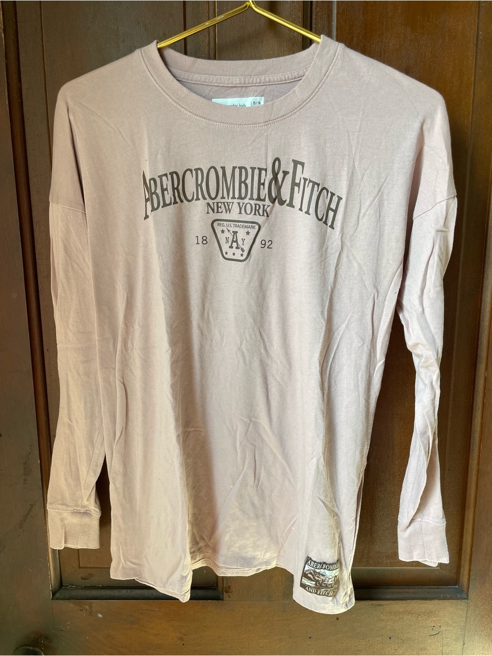 abercrombie kids girls 15/16 long sleeve pink top